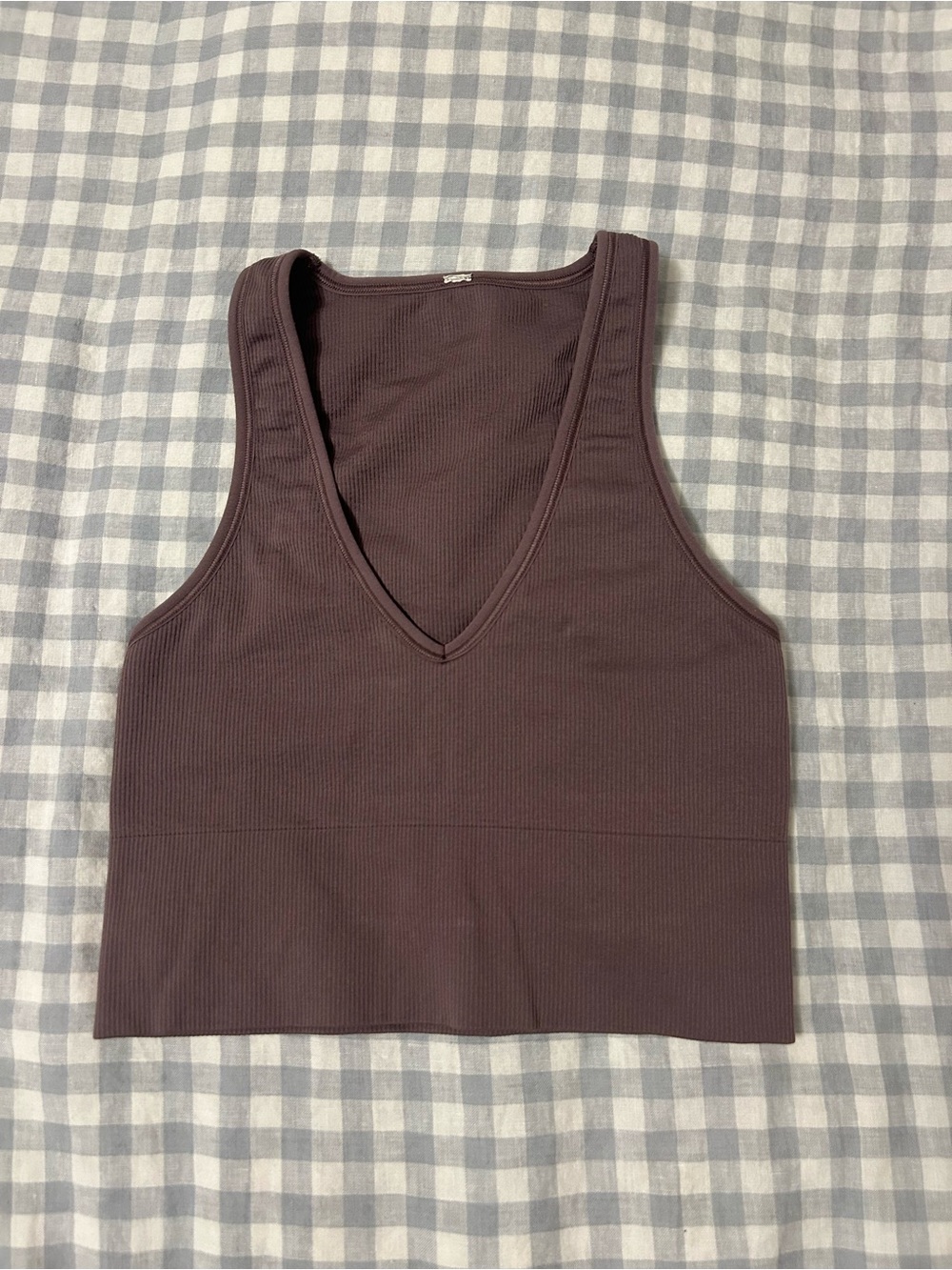Athleta V-Neck Ribbed Crop Tank Top Purple